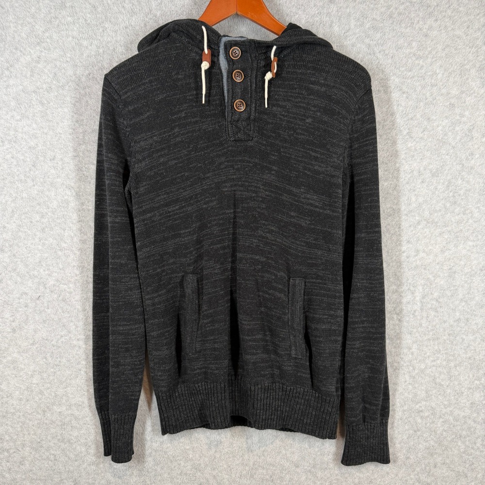 H&M Hoodie Mens Small Gray LOGG Label of Graded Goods Henley Knit Sweater